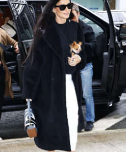 Demi Moore Oversized Black Long Fur Coat