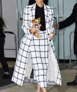 Demi Moore White Checkered Coat