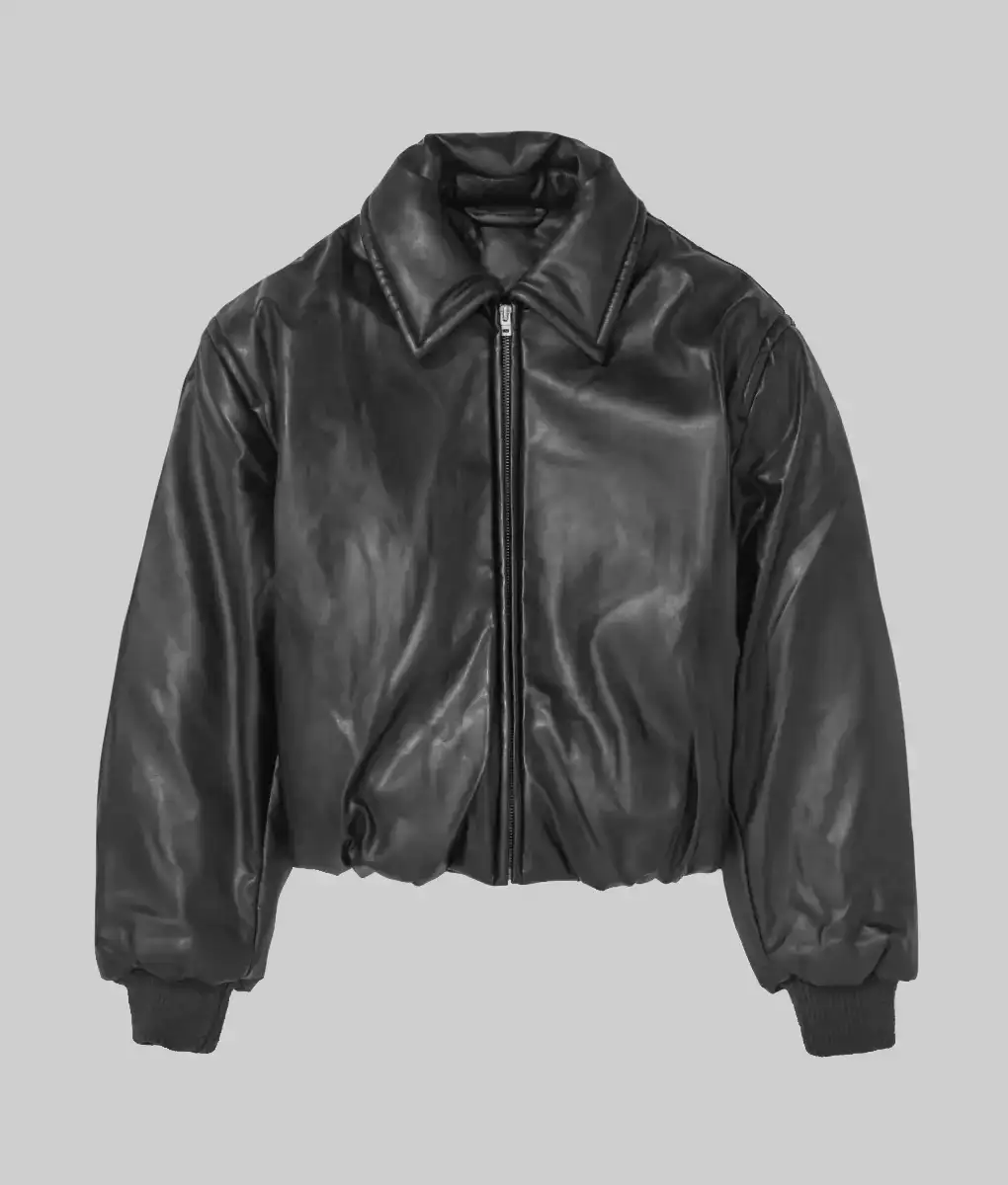 Gigi Hadid Black Leather Bomber Jacket - NYC Jackets