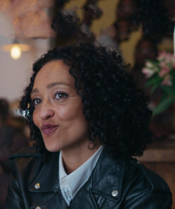 Good Grief Ruth Negga Sophie Black Double Rider Leather Jacket