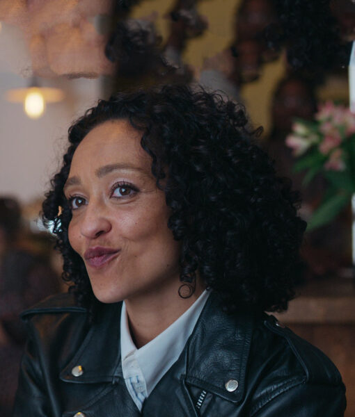 Good Grief Ruth Negga Sophie Black Double Rider Leather Jacket