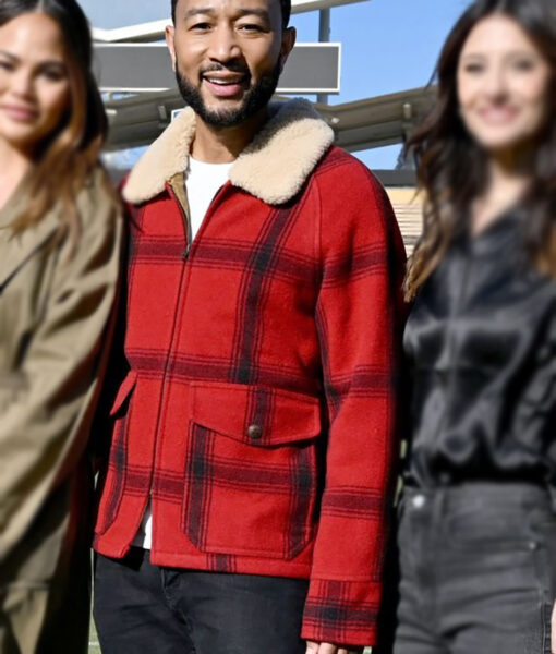 John Legend Checked Red Jacket