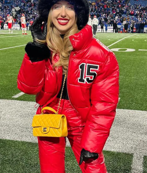 Kansas City Chiefs Brittany Mahomes Black Red Puffer Jacket