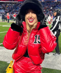 Kansas City Chiefs Brittany Mahomes Black Red Puffer Jacket