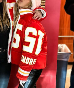 Kansas City Chiefs Brittany Mahomes Kristin Juszczyk Designed Red Puffer Jacket