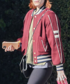 Kate Mara Red Varsity Jacket