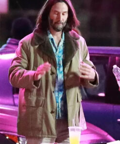 Keanu Reeves Beige Shearling Cotton Jacket