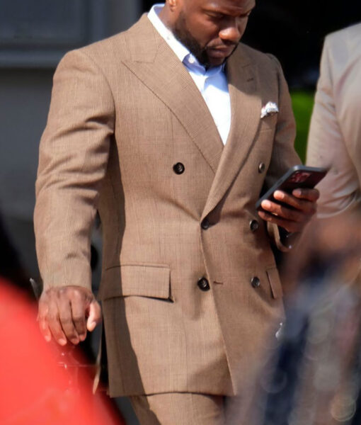 Kevin Hart Movie Suit - Lift 2024 Cyrus Brown Double Breasted Blazer & Pant