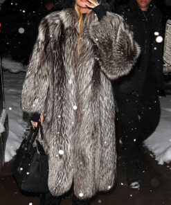 Khloe Kardashian Monochrome Long Fur Coat