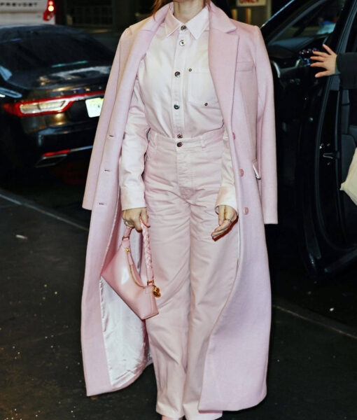 Lucy Hale Oversized Pink Long Wool Coat