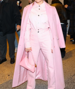 Lucy Hale Oversized Pink Long Wool Coat