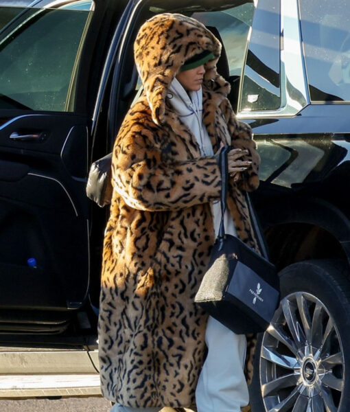 Rihanna Leopard Fur Coat