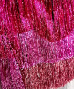 Saltburn Alison Oliver Venetia Catton Pink Metallic Tinsel Fringe Jacket