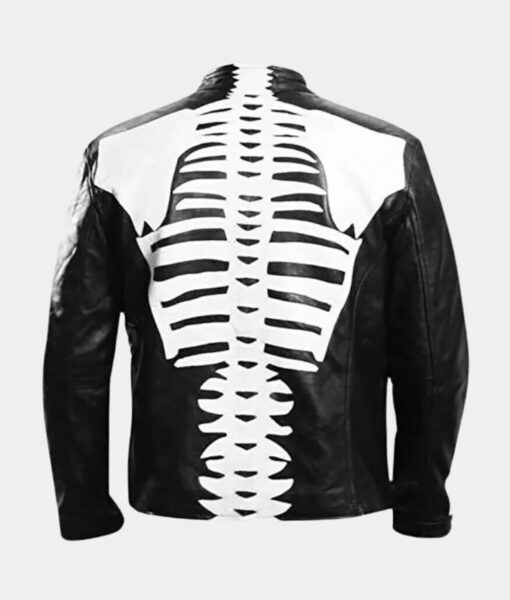 Skeleton Print Cafe Racer Black Jacket
