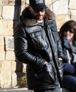 Sundance Film Festival Joe Manganiello Shearling Black Leather Jacket