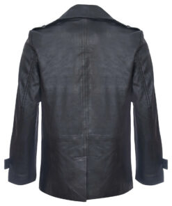 Taken Liam Neeson Black Leather Pea Coat - Taken Bryan Mills Black Leather Pea Coat