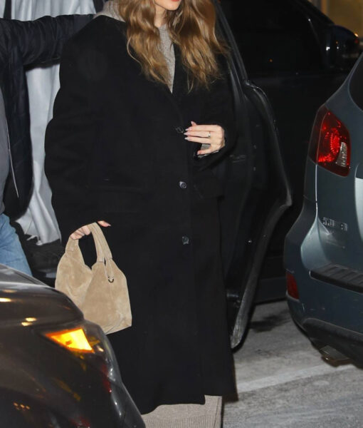 Taylor Swift Long Black Wool Coat