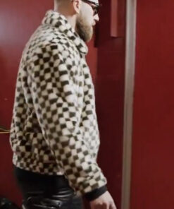 Travis Kelce Checkered Fur Jacket