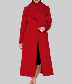 Abigail Spencer Maroon Wool Coat-Front View