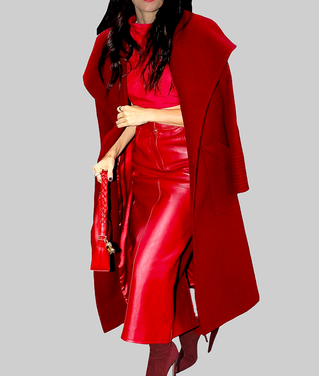 Abigail Spencer Maroon Wool Coat-Side View