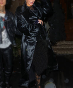 Anastasia Karanikolaou Black Coat - Anastasia Karanikolaou in West Hollywood - Women's Black Trench Coat - Side View