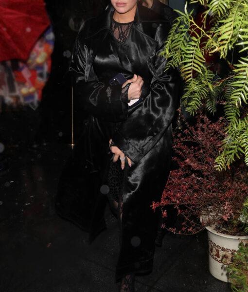 Anastasia Karanikolaou Black Coat - Anastasia Karanikolaou in West Hollywood - Women's Black Trench Coat - Side View2