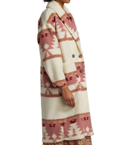 Beth Classy Pink and White Long Coat - Clearance Sale