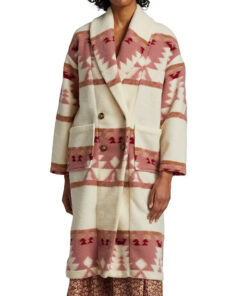 Beth Classy Pink and White Long Coat - Clearance Sale