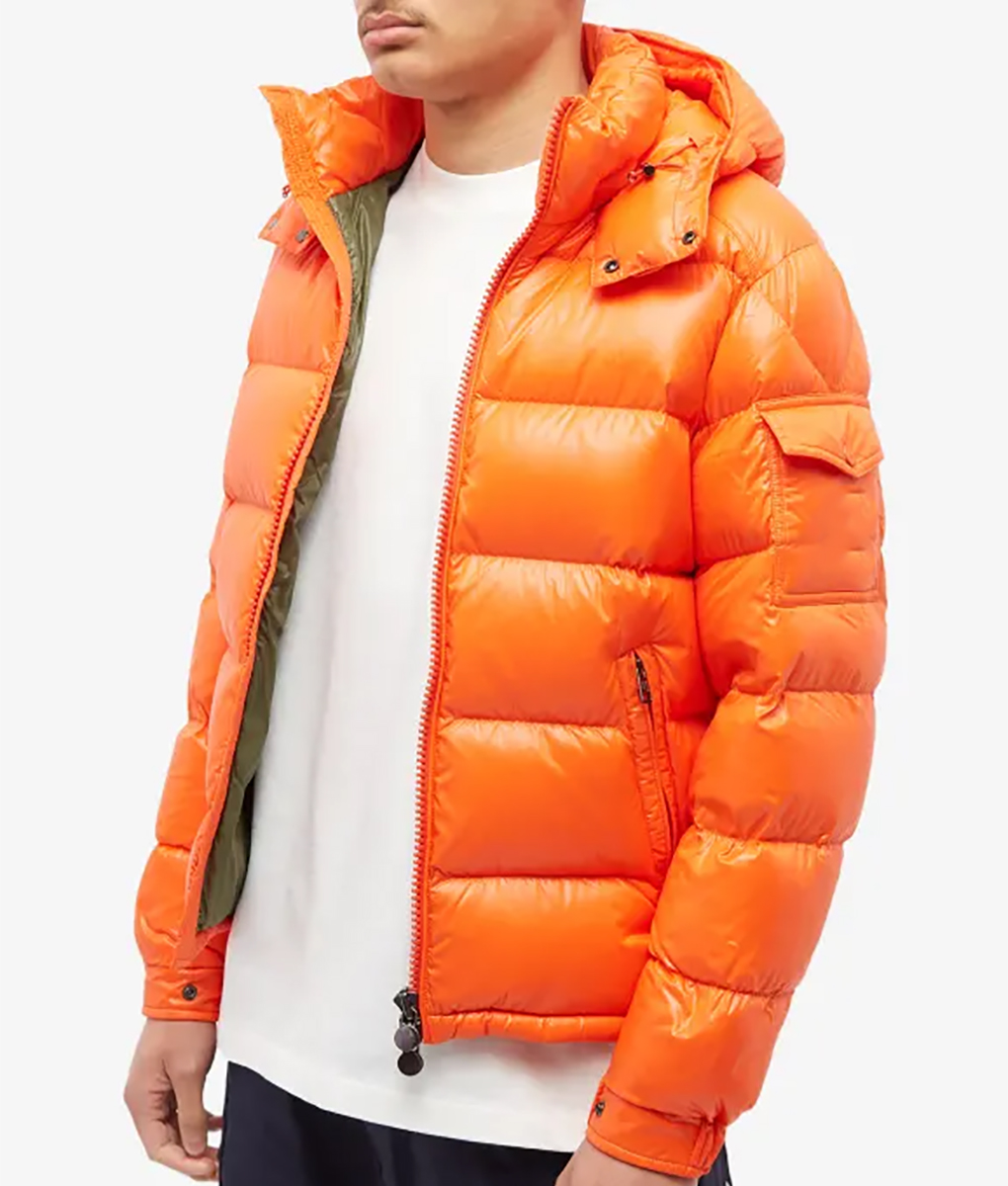 Brad Pitt Wolves 2024 Orange Puffer Jacket - Brad Pitt Wolves 2024 - Men's Orange Puffer Jacket - side view4