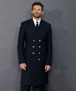 Bradley Cooper Womens Black Long Coat - Womens Black Long Coat - Front View