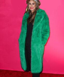 Brittany Furlan Womens Green Fur Coat - Womens Green Fur Coat - Front View