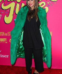 Brittany Furlan Womens Green Fur Coat - Womens Green Fur Coat - Front View2