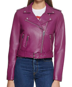 Busy Philipps Girls5eva Purple Leather Jacket - Busy Philipps Girls5eva Summer Dutkowsky - Women's Purple Jacket - Front View3
