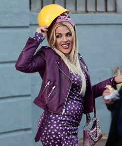 Busy Philipps Girls5eva Purple Leather Jacket - Busy Philipps Girls5eva Summer Dutkowsky - Women's Purple Jacket - Front View2