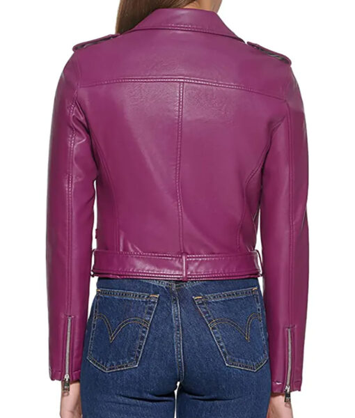 Busy Philipps Girls5eva Purple Leather Jacket - Busy Philipps Girls5eva Summer Dutkowsky - Women's Purple Jacket - Back View