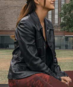 Camila Mendes Upgraded Ana Womens Black Leather Jacket - Womens Black Leather Jacket - Front View