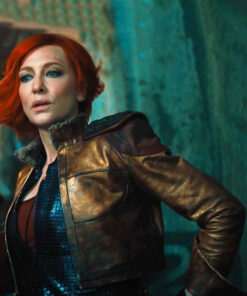 Cate Blanchett Borderlands Lilith Womens Gold Cropped Leather Jacket - Womens Gold Cropped Leather Jacket -