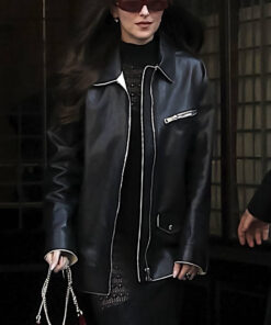 Dakota Johnson Black Leather Jacket - Dakota Johnson In New York - Women's Black Leather Jacket - Front View