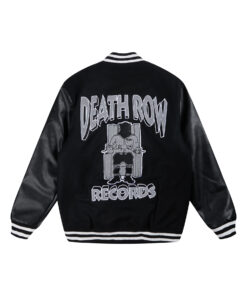 Death Row Records Black Varsity Jacket - Death Row Records Chair Logo Black Varsity Jacket