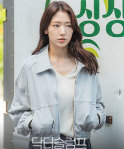 Doctor Slump Nam Ha-neul Gray Jacket - Park Shin-Hye Fleece Jacket - Front View