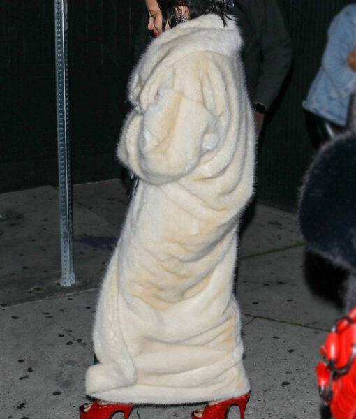 Doja Cat White Fur Coat - Doja Cat in West Hollywood - Women's White Fur Coat - Side View2