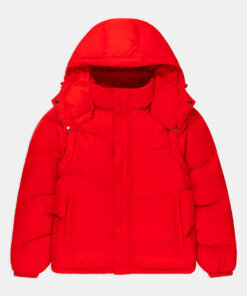 Emilia Jones Cat Person Red Puffer Jacket - Emilia Jones Cat Person Margot - Women's Red Puffer Jacket - Front View