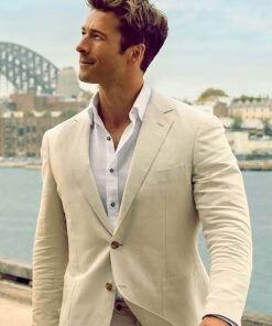 Glen Powell Anyone But You Ben Mens Off-White Suit - Mens Off-White Suit - Front View