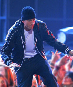 Grammy Awards Eminem Black Hooded Jacket - Grammy Awards Eninem - Men's Black Hooded Leather Jacket