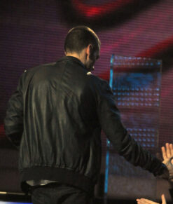 Grammy Awards Eminem Black Jacket - Grammy Awards Eninem - Men's Black Leather Jacket - Back View2