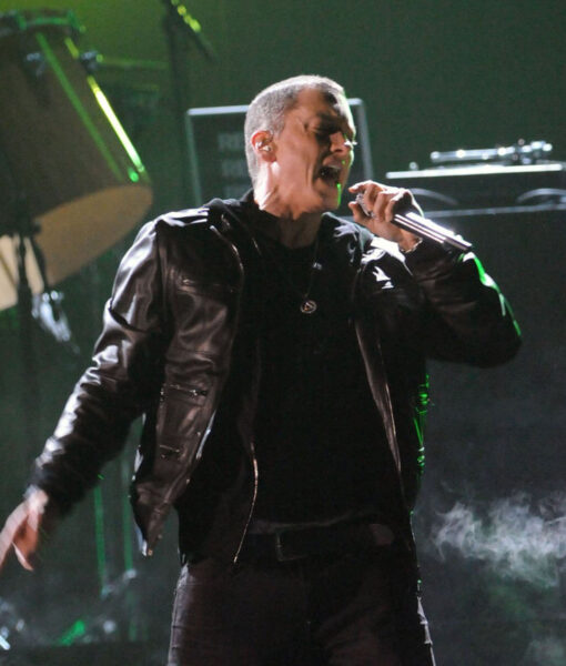 Grammy Awards Eminem Black Jacket - Grammy Awards Eninem - Men's Black Leather Jacket - Front View3