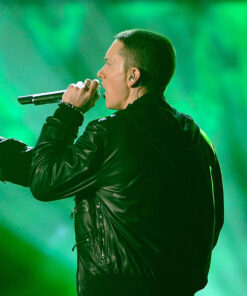 Grammy Awards Eminem Black Jacket - Grammy Awards Eninem - Men's Black Leather Jacket - Back View