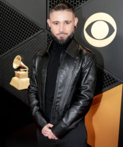 Grammy Awards Skrillex Black Leather Jacket - Grammy Awards Skrillex - Men's Black Leather Jacket - Front View2