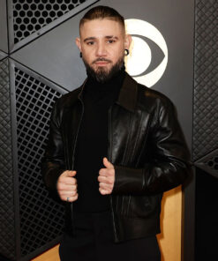 Grammy Awards Skrillex Black Leather Jacket - Grammy Awards Skrillex - Men's Black Leather Jacket - Side View