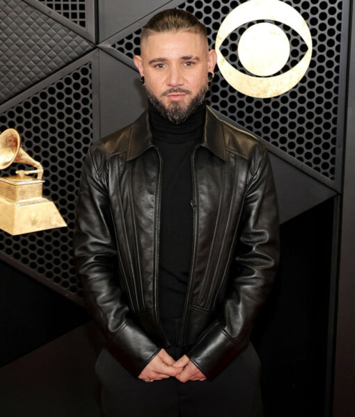 Grammy Awards Skrillex Black Leather Jacket - Grammy Awards Skrillex - Men's Black Leather Jacket - Front View